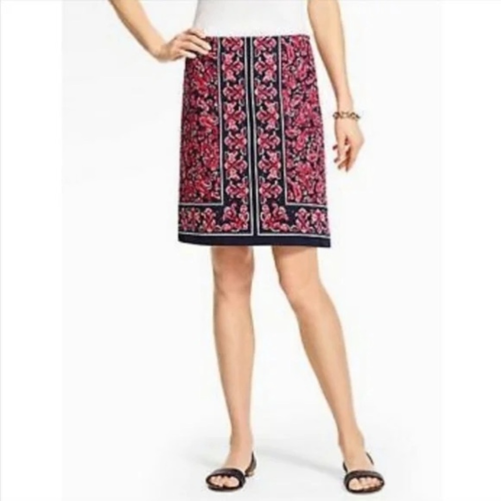 Talbots Red Black Paisley Bandana Print Skirt 16P NWT